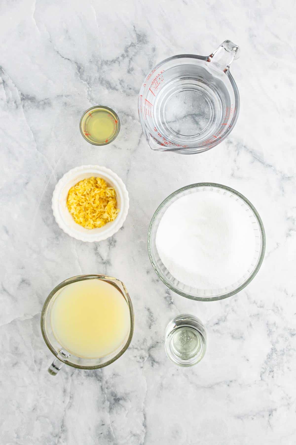Ingredients to make lemonade sorbet on the table.