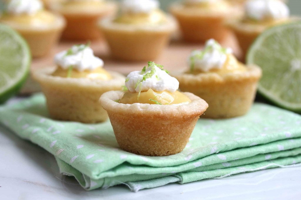 Close up of Key Lime Pie Cookie Cups with more in the background