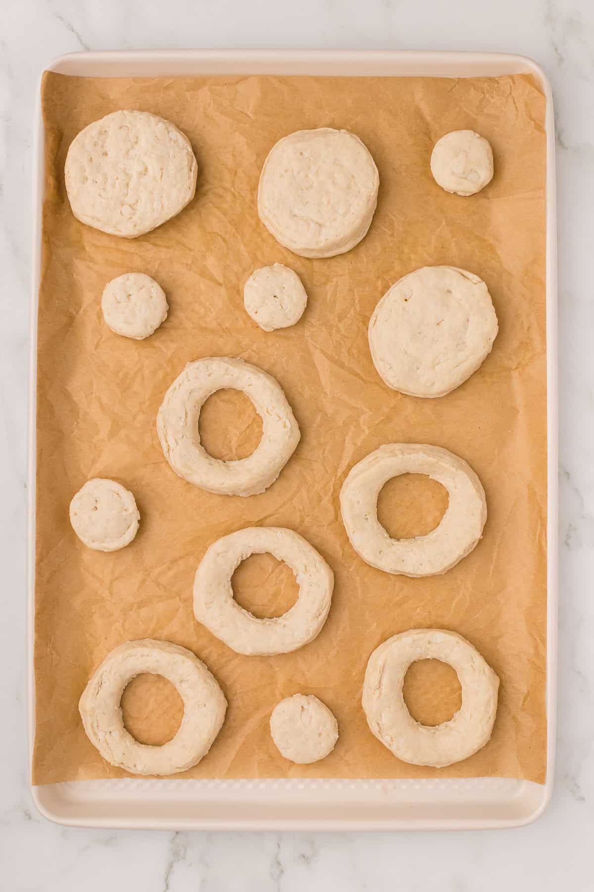 Dough rounds with centers cut out