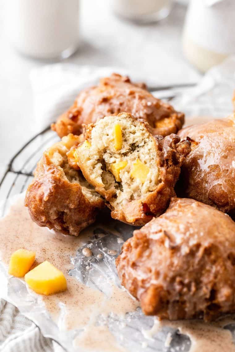 The MOST Heavenly Deep Fried Peach Fritters Ever