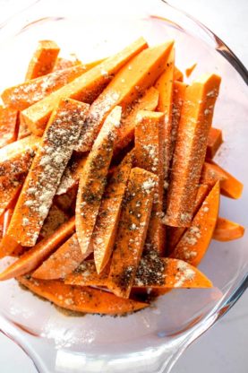 Garlic Butter Sweet Potato Fries - Grandbaby Cakes