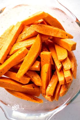 Crispy Baked Sweet Potato Fries with Garlic Herb Butter - Dash of Jazz
