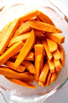 Garlic Butter Sweet Potato Fries - Grandbaby Cakes