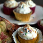 Delicious sweet potato cupcakes topped with marshmallow frosting