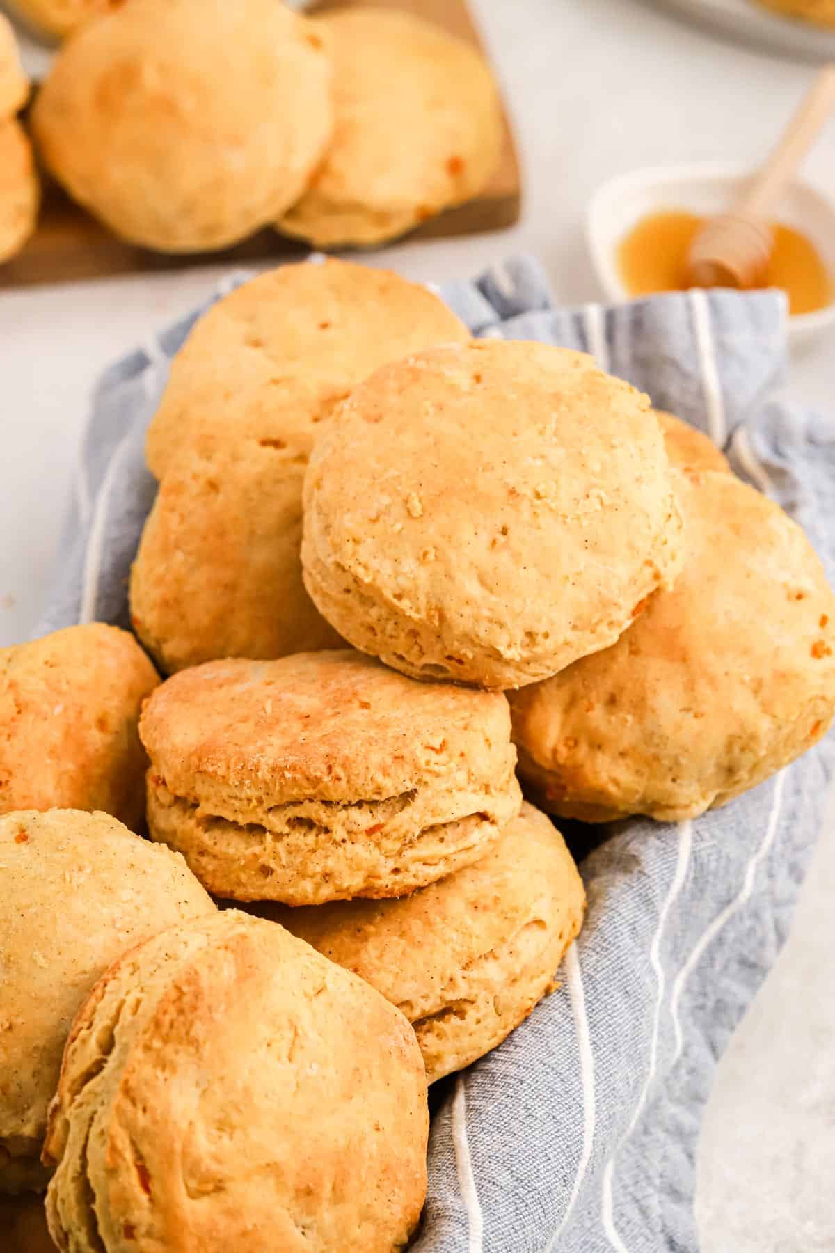 Sweet potato biscuits in a basket ready to eat.