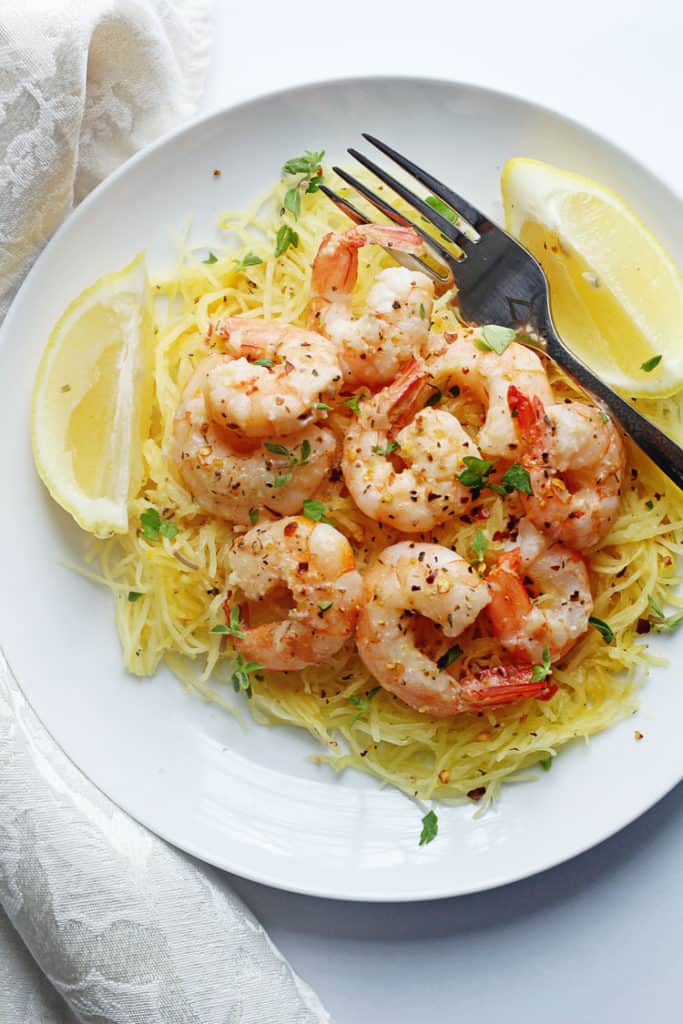 Light Shrimp Scampi with Spaghetti Squash - Grandbaby Cakes