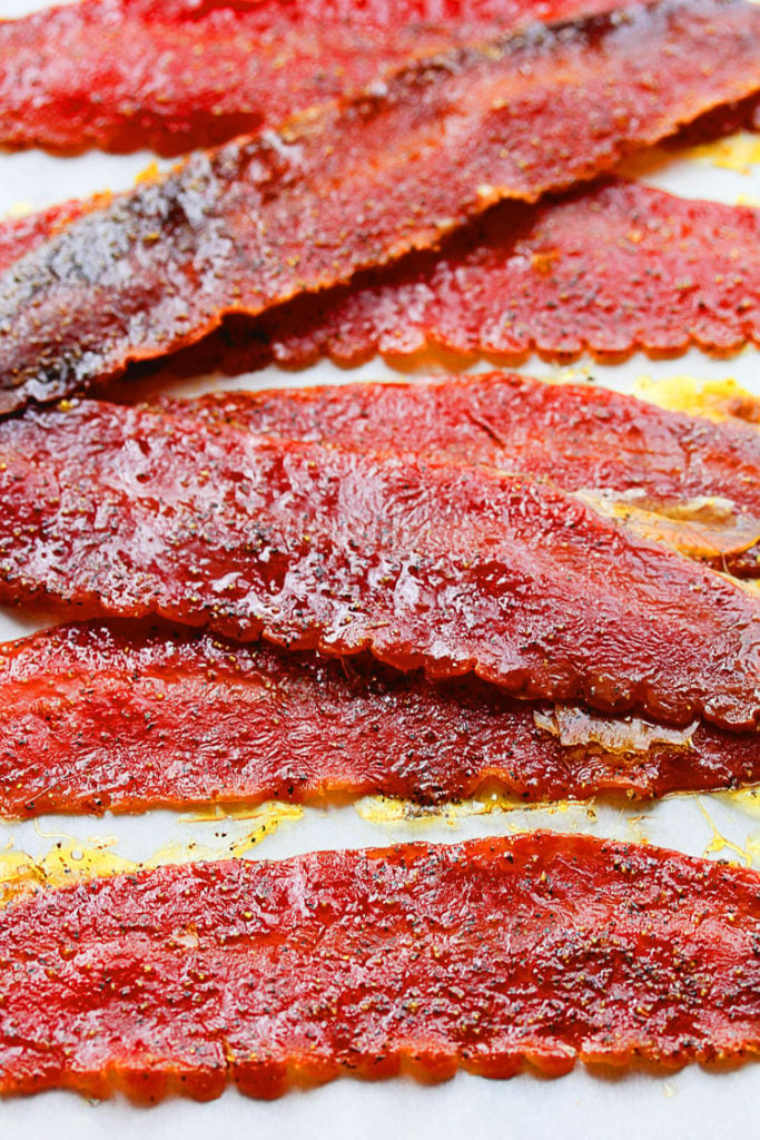 Close up of several strips of Brown Sugar Bacon 