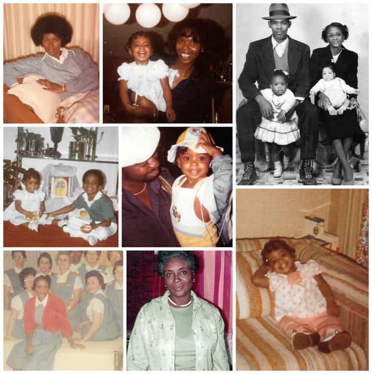 A collage of Jocelyn Delk Adams family photos