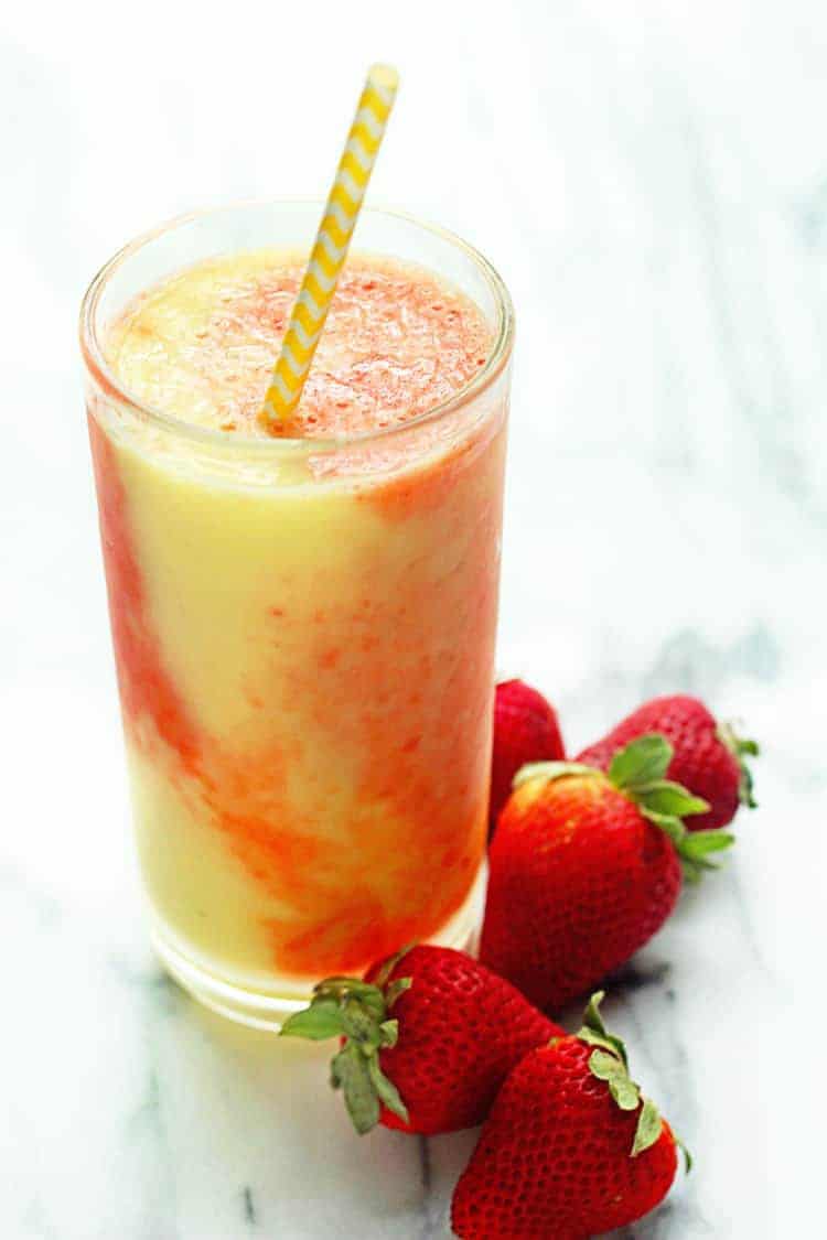 Tropical Strawberry Swirl Smoothies | Grandbaby Cakes