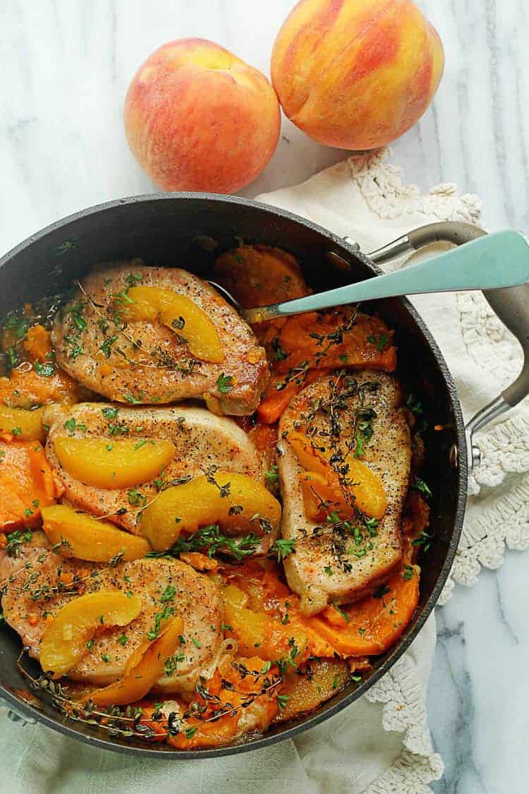 Maple Peach Pork Chops | Grandbaby Cakes