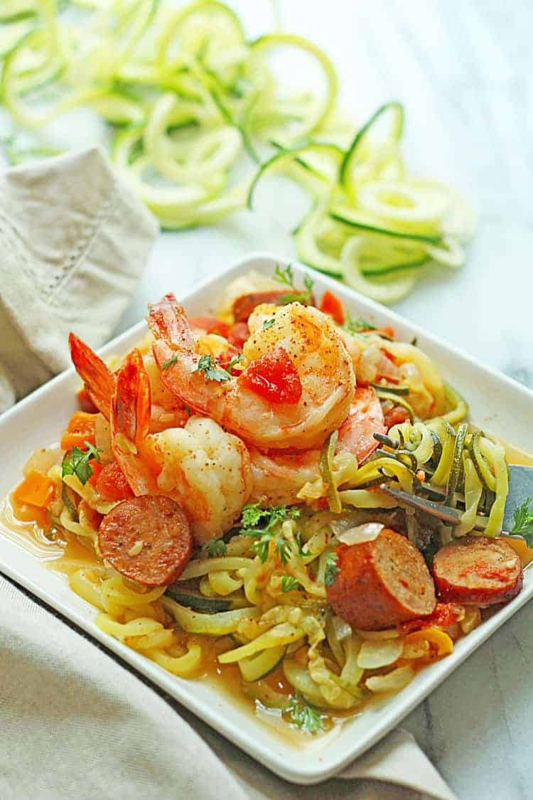 Cajun Shrimp Zoodles | Grandbaby Cakes