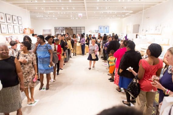 Grandbaby Cakes Cookbook Launch Party attendees lined up to meet and greet Jocelyn Delk Adams