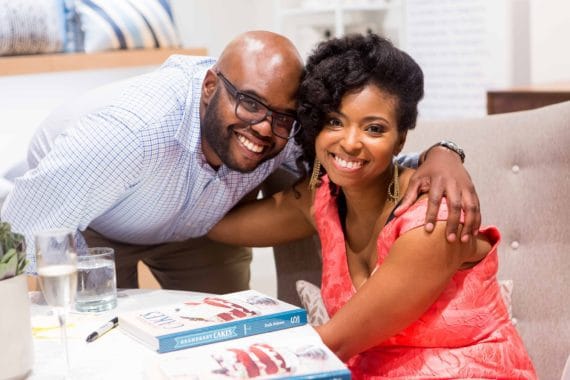 Jocelyn Delk Adams posing with her brother for a photo