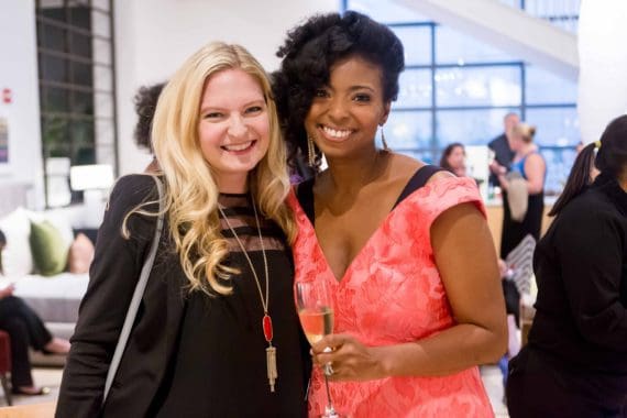 Jocelyn Delk Adams posing with Afrobella at Grandbaby Cakes cookbook launch party