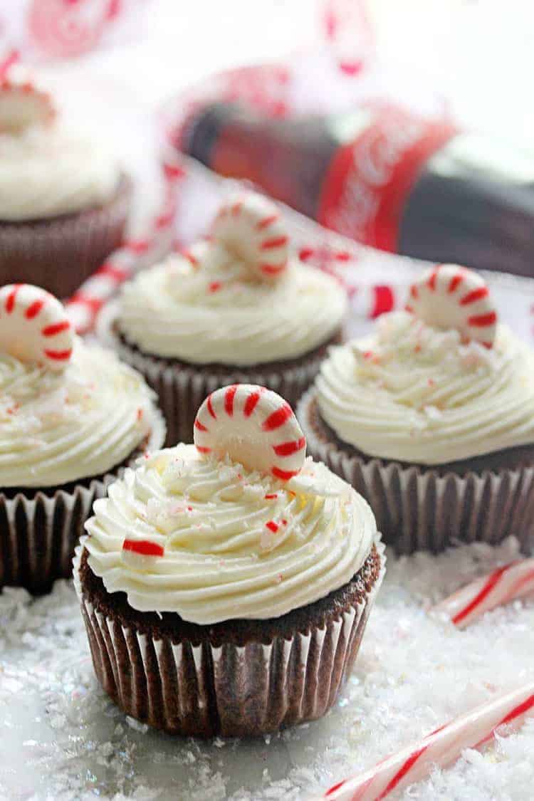 Coca Cola Chocolate Cupcakes with Peppermint Buttercream | Grandbaby Cakes