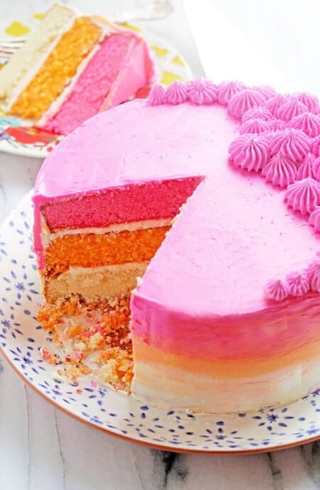With a Classic Vanilla Cake Recipe, I show you How To Make An Ombre Cake | Grandbaby Cakes