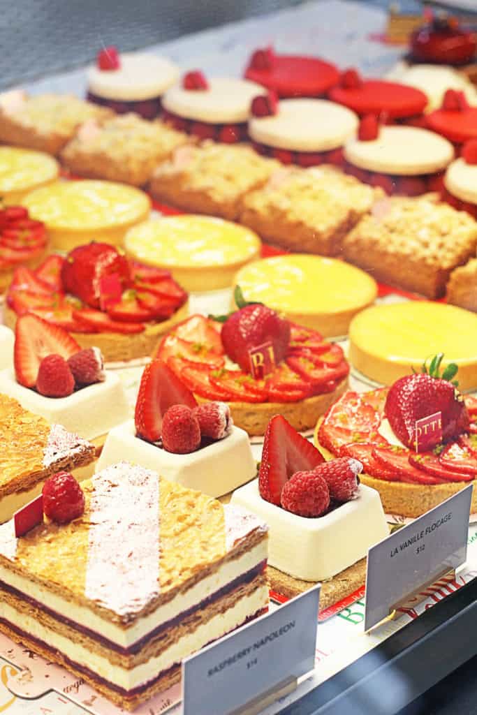 Photo of a dessert display in Bottega Louie in Los Angeles