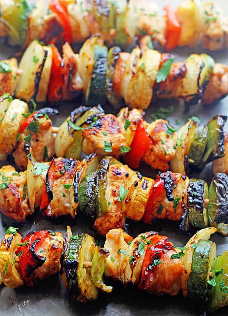Grilled Chicken Kabobs with Apricot Glaze.