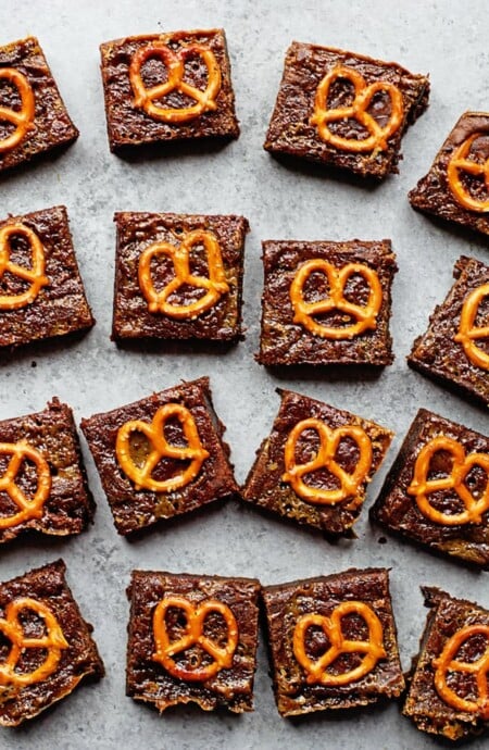 Caramel Pretzel Brownies Recipe | Grandbaby Cakes