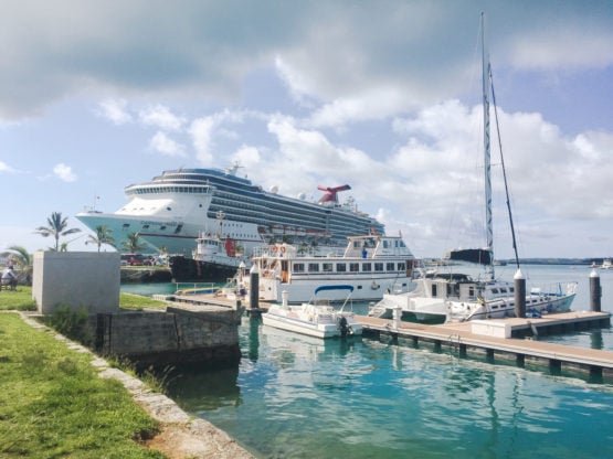 Carnival Pride Cruise ship docked in Bermuda 