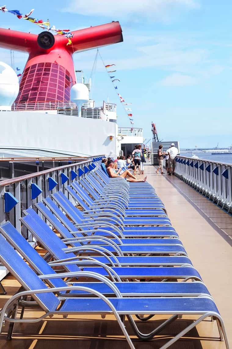 Photo of beach chairs on the Carnival Pride cruise ship