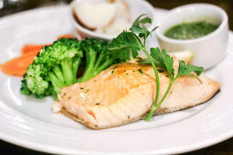 Salmon dish served on the Carnival Pride