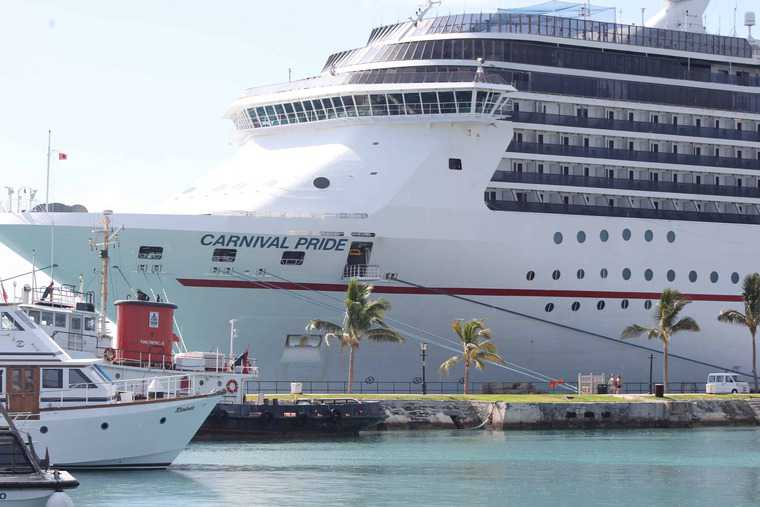 Carnival Pride Cruise ship docked in Bermuda