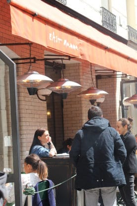 Hostess outside a wonderful Italian restaurant called East Mamma in Paris