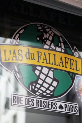 A fallafel being held at L'As du Fallafel in Paris