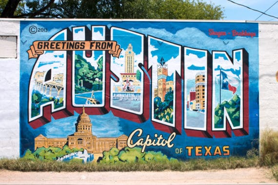 A colorful Austin, Texas mural 