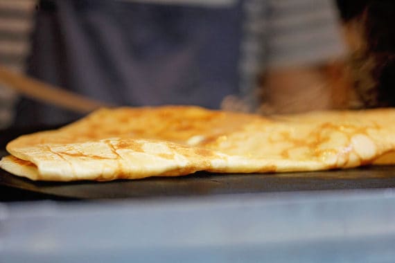 A crepe being made at La Droguerie in Paris