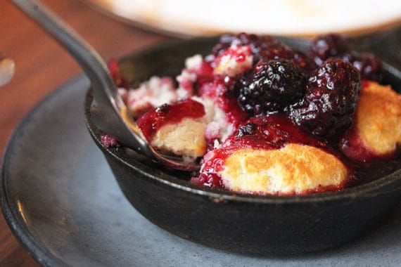 A delicious dessert served in a cast iron skillet at Meril