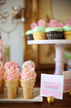 Close up of cupcakes and other desserts