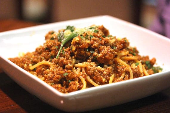 Scrumptious bolognese pasta served at Matteo’s Osteria