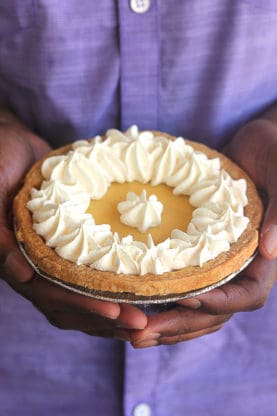 Key lime pie being held at Maui Pie in Maui