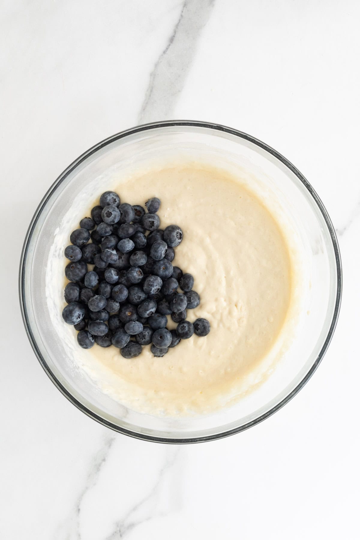 Blueberries added to pancake batter