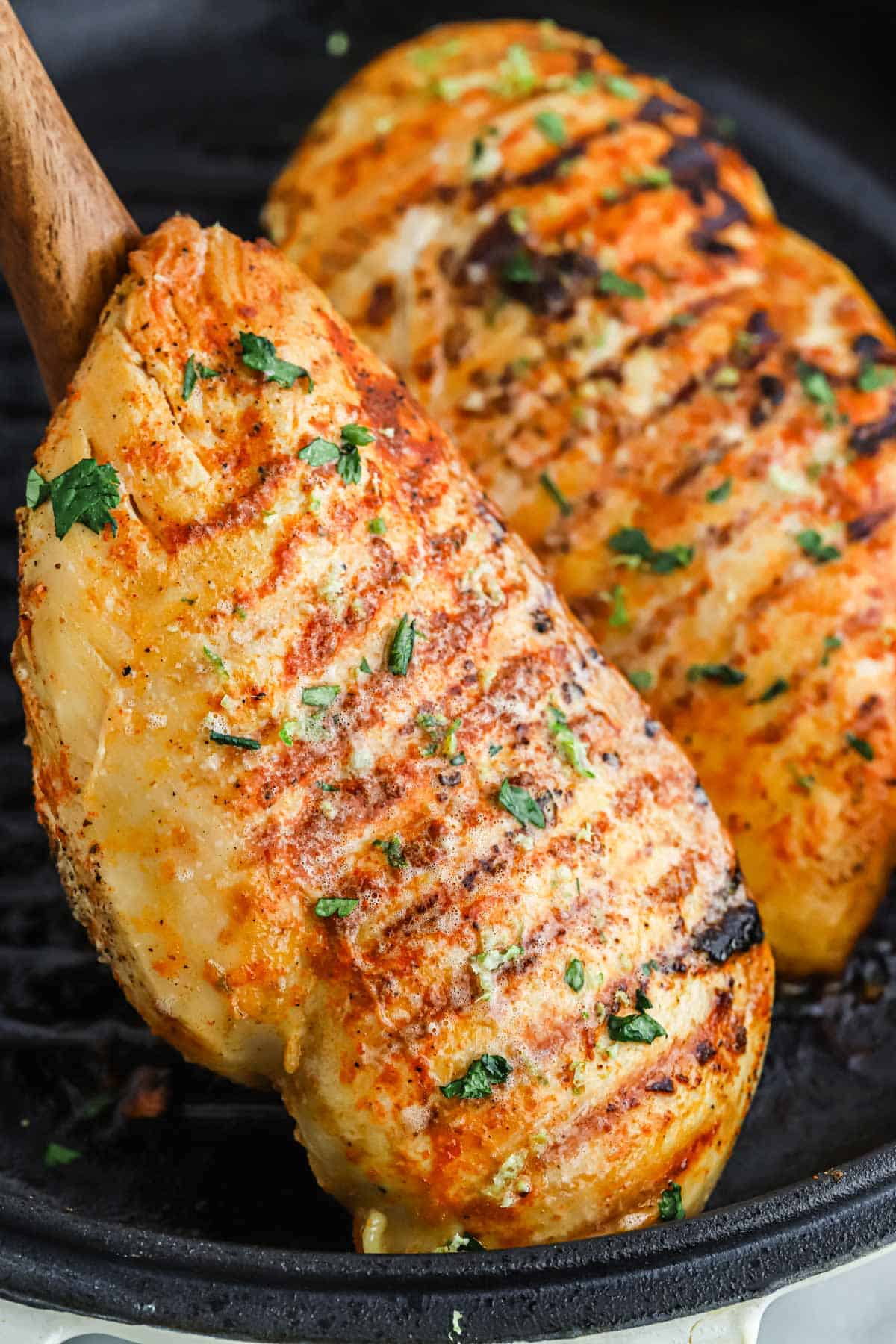 Tequila lime chicken grilled in a pan.
