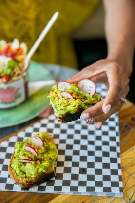 Avocado toast served at Dreamer South Beach in Miami