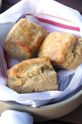 A basket of warm biscuits from South Beach Yardbird