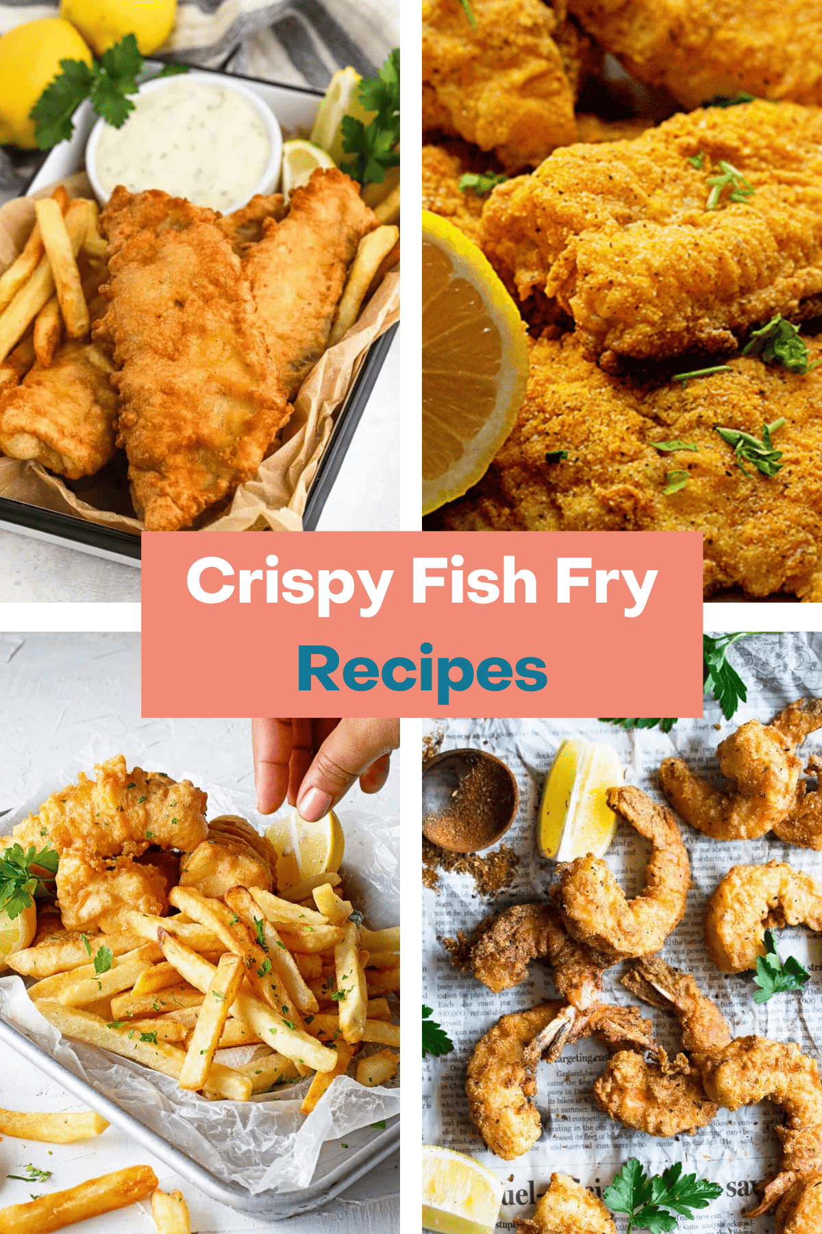 crispy fish fry photo collage.