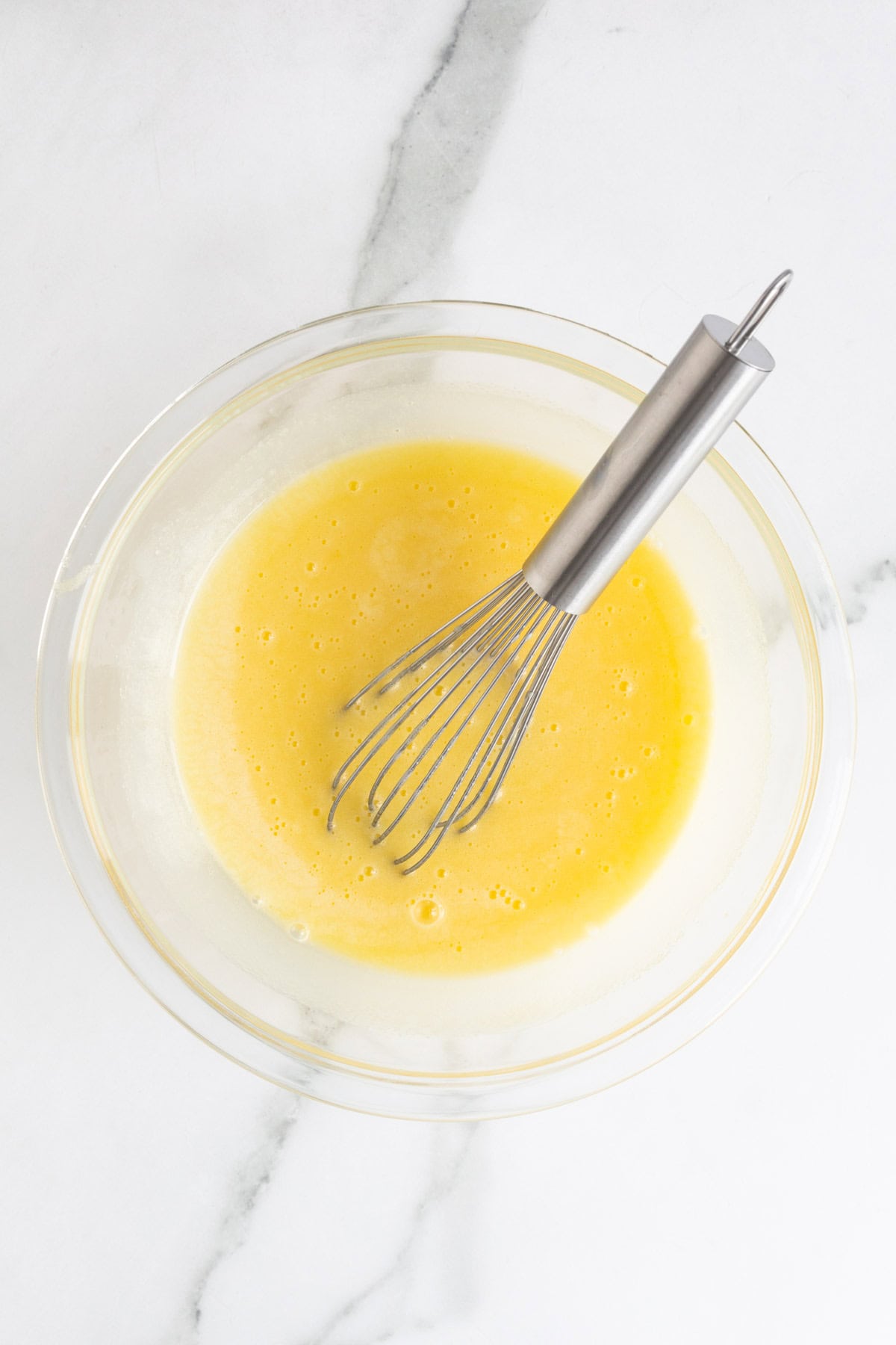 The custard base whisked together, smooth and fully incorporated