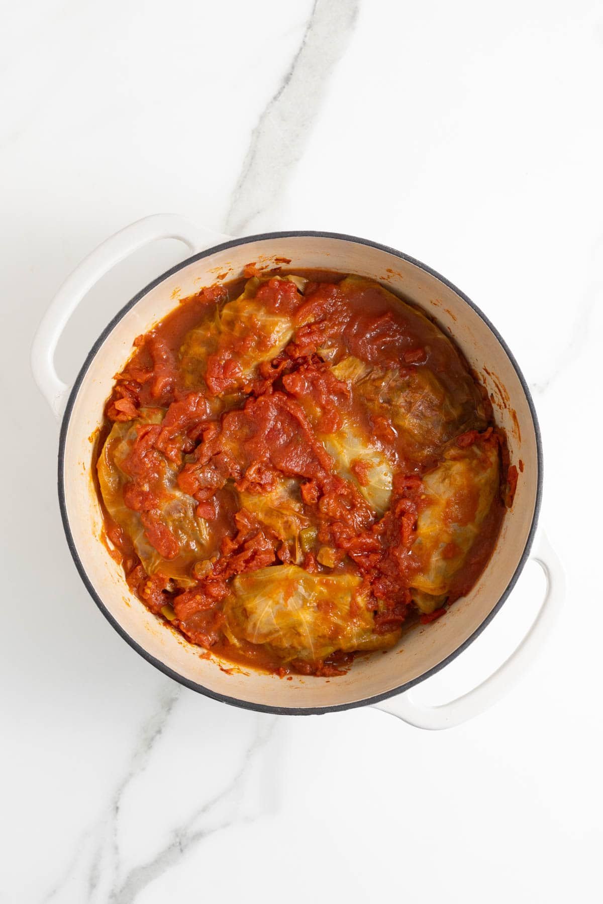 Finished stuffed cabbage rolls after cooking