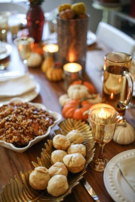 A close up of Friendsgiving celebration with delicious menu ready to serve