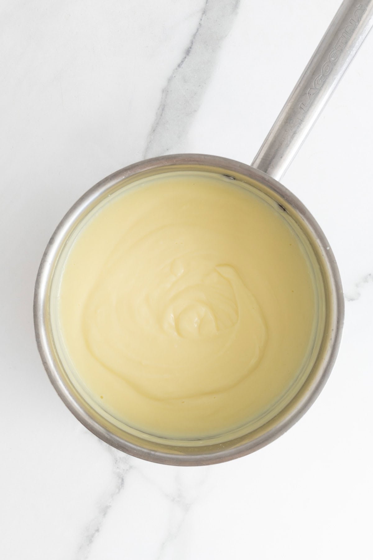 Vanilla pudding thickening in a pot