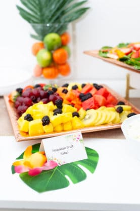 Fruit tray including blackberries, kiwi, grapes and pineapples