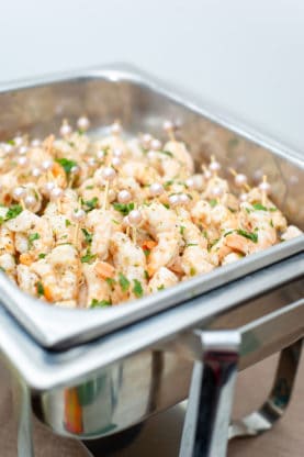 A tray of appetizers at Hawaiian luau