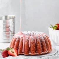 Fresh Strawberry Pound Cake Recipe with Strawberry Glaze poured over it