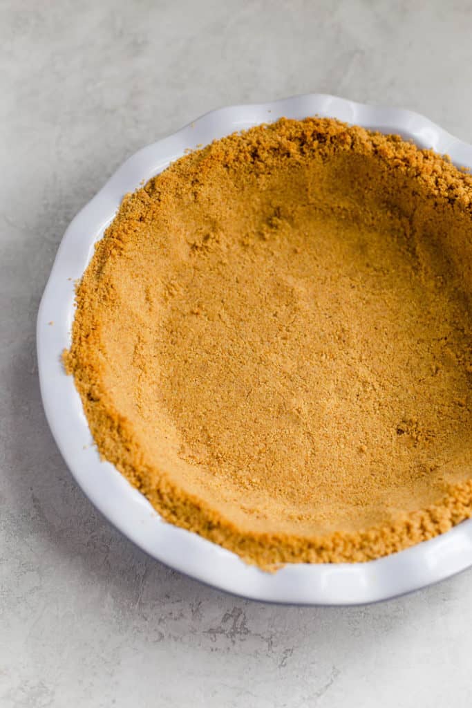 Close up of homemade graham cracker crust.