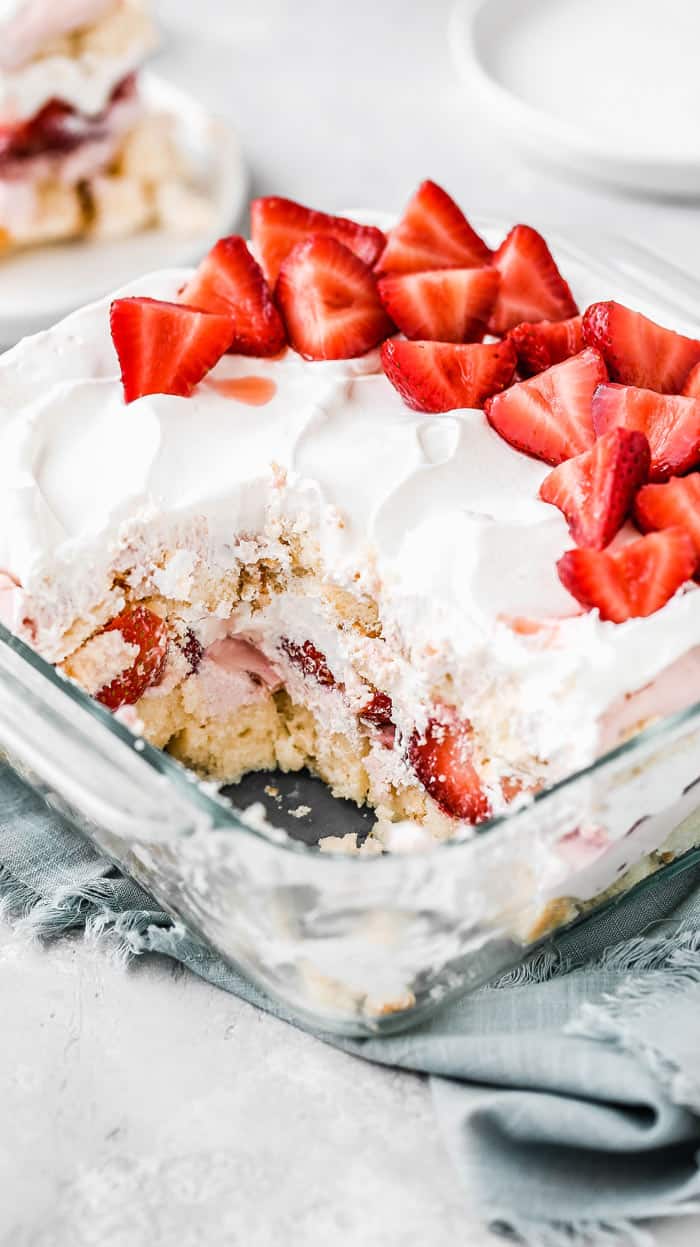 Strawberry Punch Bowl with portions scooped out