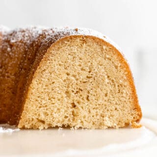 Close up of sliced Kentucky Butter Cake recipe
